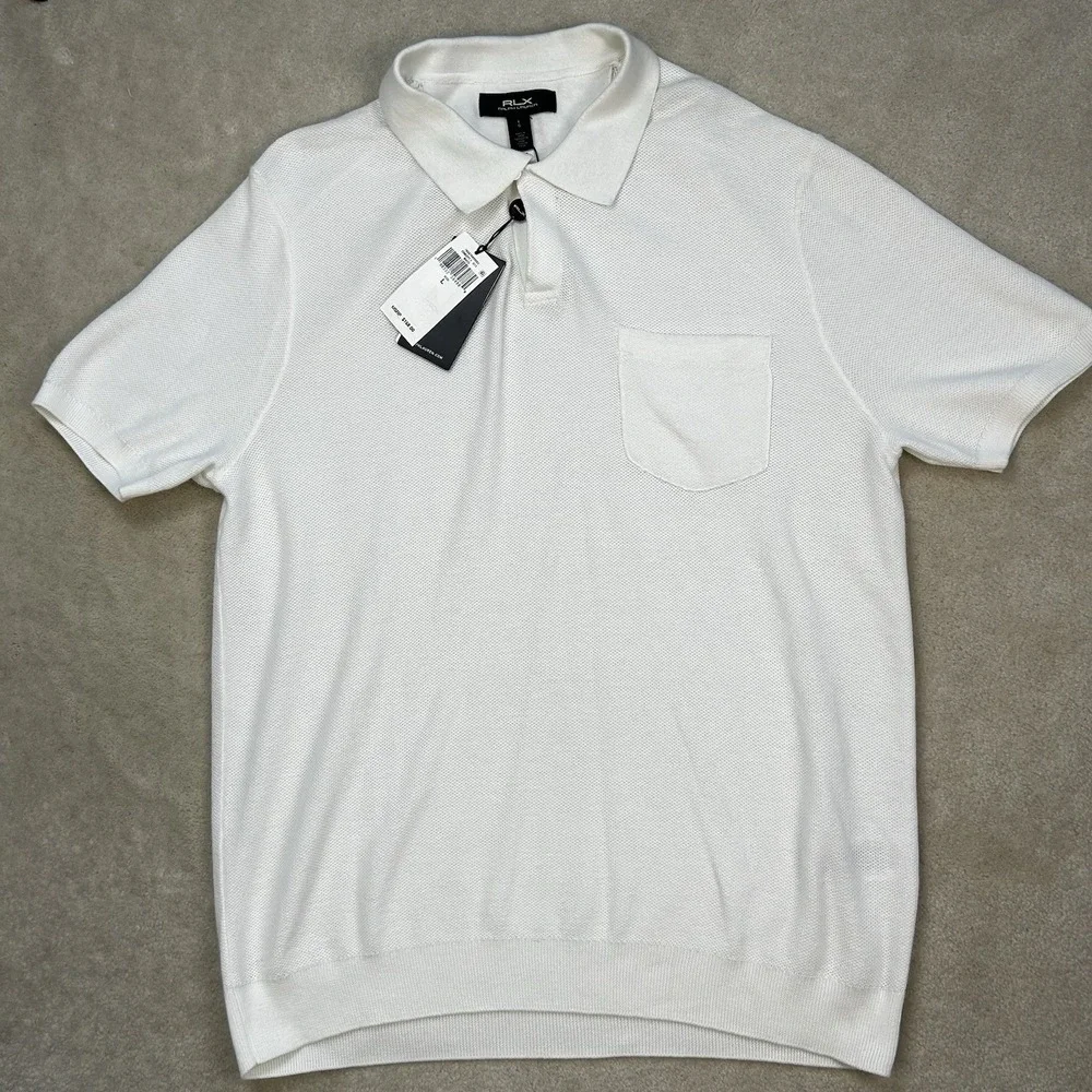 RLX Ralph Lauren Sweater Polo Shirt Mens L Knit Short Sleeve Loop Collar Golf